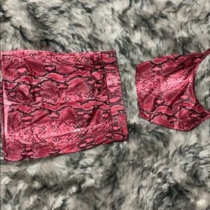 Fashion Nova Red Snakeskin Set